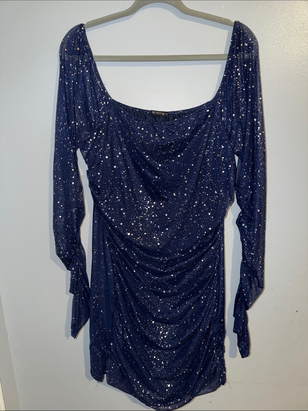 Stretch Sheer Sleeves Dress